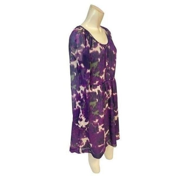 J Crew Purple Watercolor Silk Dress size 0 - Picture 4 of 7